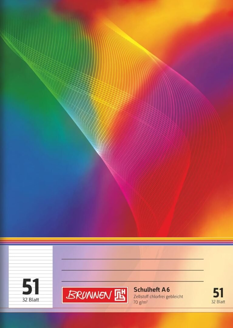 BRUNNEN Exercise Book | A6, Line Spacing 51, 32 Sheets, Multicolored-B000WLBKE2